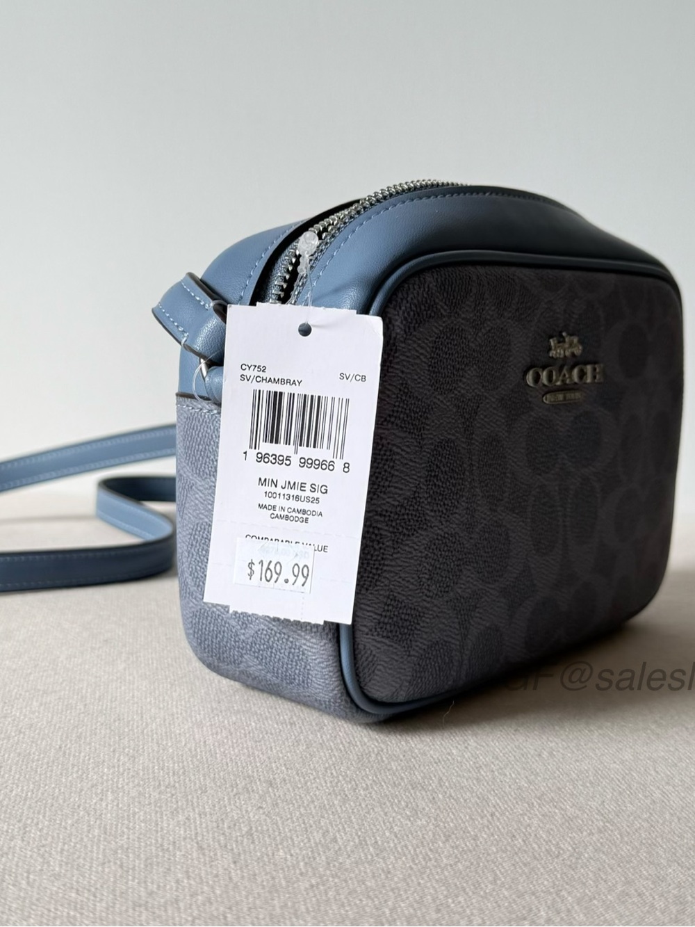NWT Coach Mini Jamie Camera Bag In Signature Crossbody Chambray Blue CY752 - Picture 9 of 11